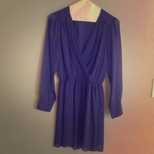 BCBG blue sheer-sleeve dress